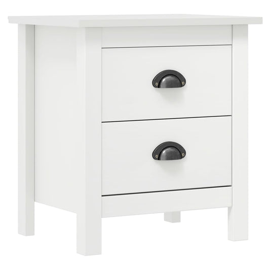 Bedside Cabinet Hill White 46x35x49.5 cm Solid Pine Wood