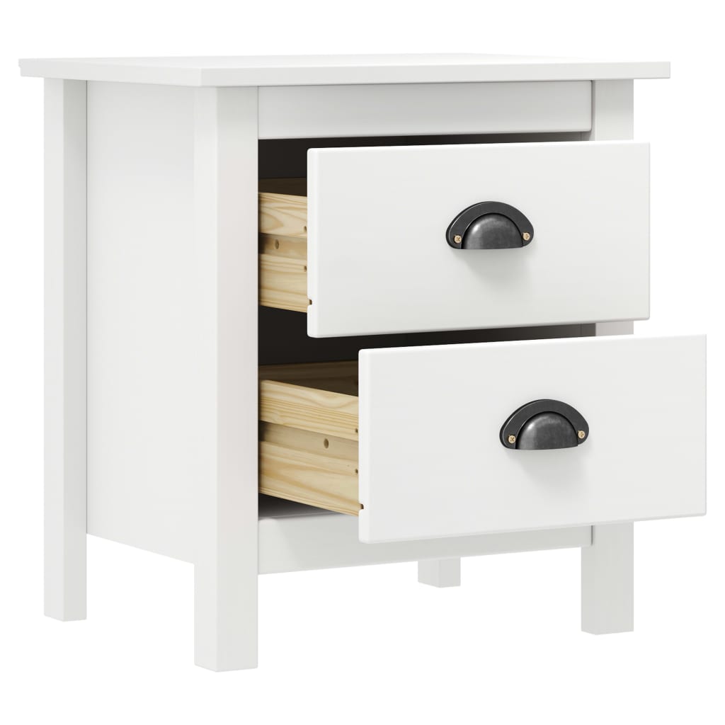 Bedside Cabinet Hill White 46x35x49.5 cm Solid Pine Wood