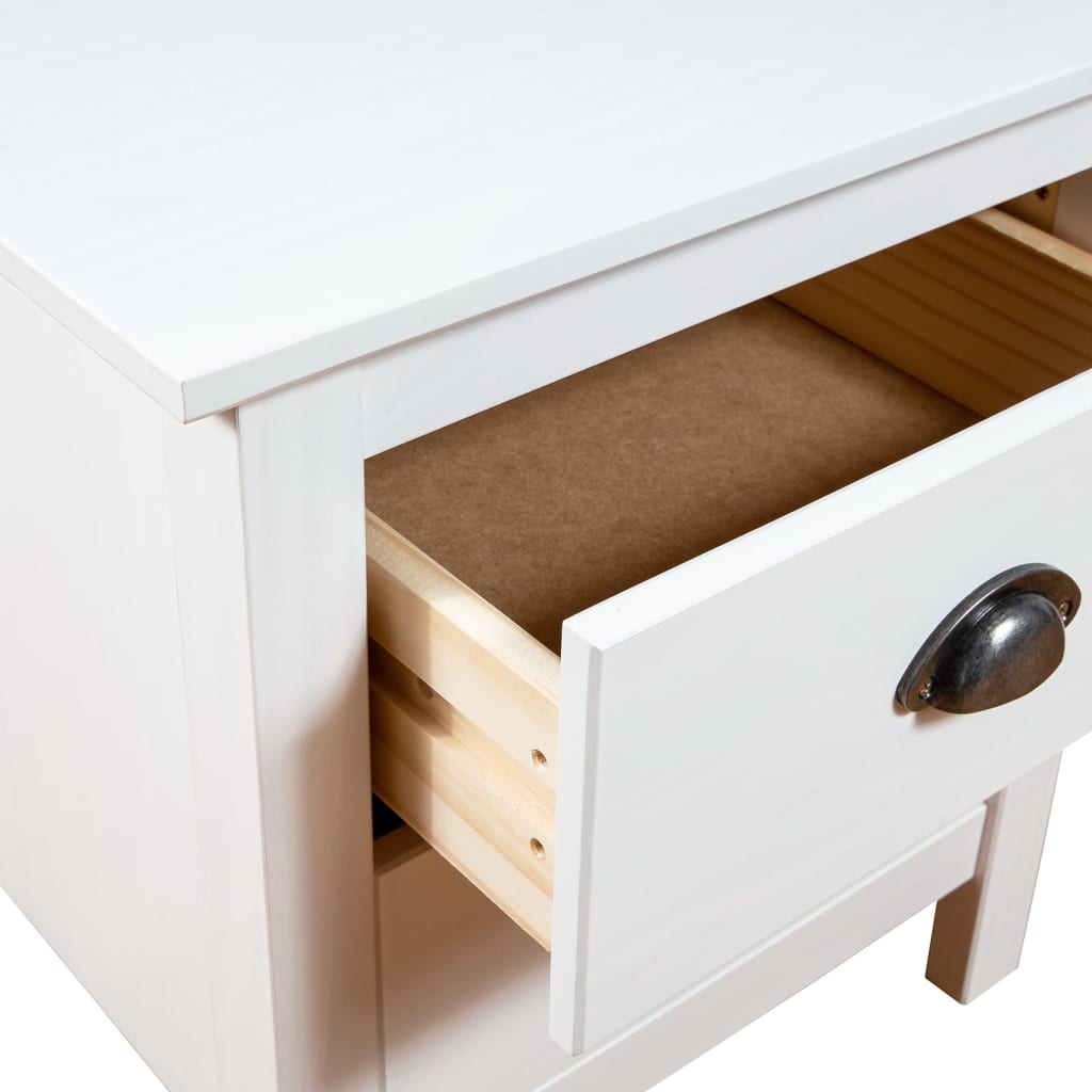 Bedside Cabinet Hill White 46x35x49.5 cm Solid Pine Wood