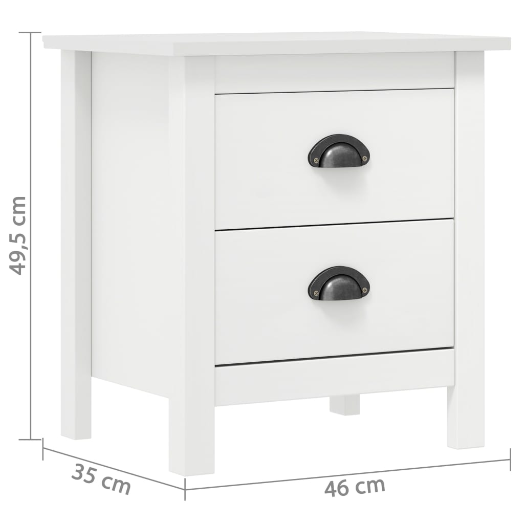 Bedside Cabinet Hill White 46x35x49.5 cm Solid Pine Wood