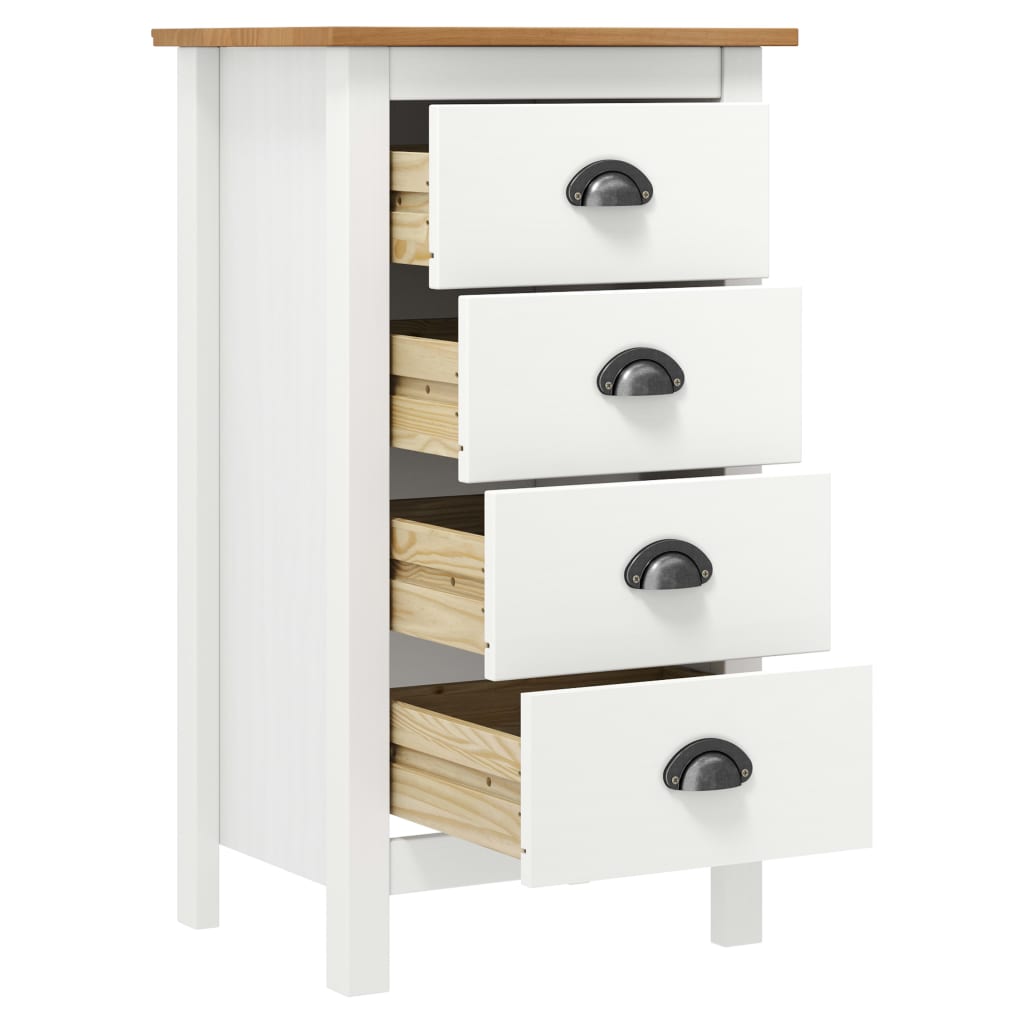 Sideboard Hill White 46x35x80 cm Solid Pine Wood