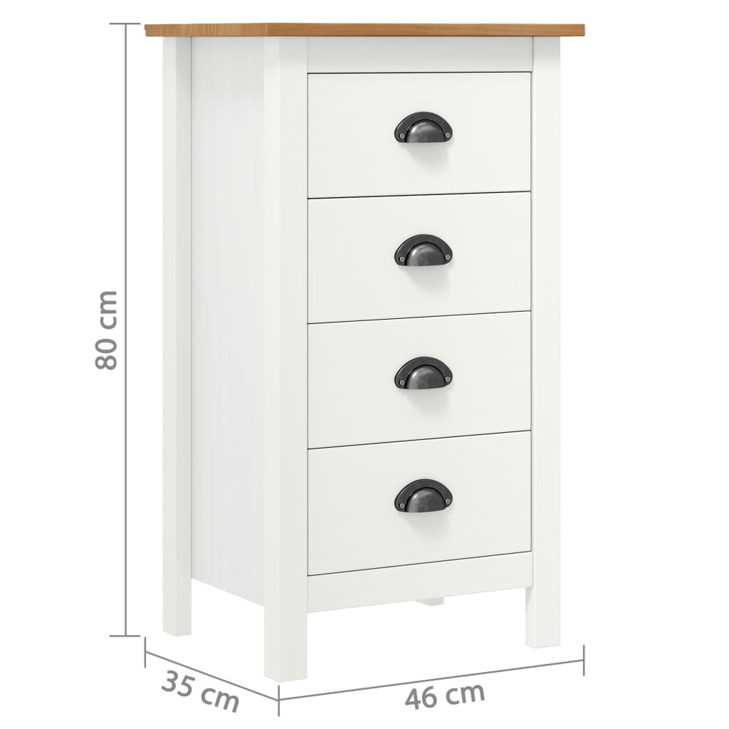 Sideboard Hill White 46x35x80 cm Solid Pine Wood