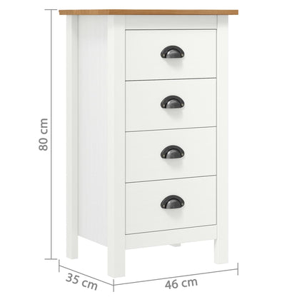 Sideboard Hill White 46x35x80 cm Solid Pine Wood