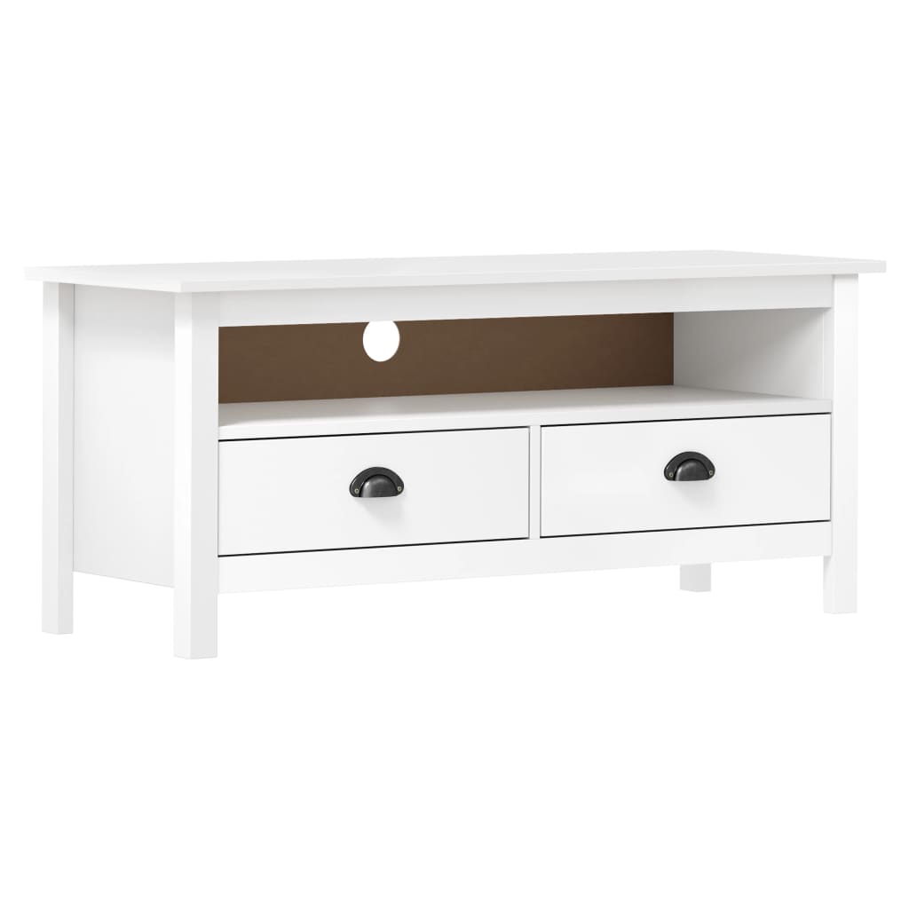 TV Cabinet Hill White 110x40x47 cm Solid Pine Wood