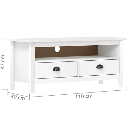 TV Cabinet Hill White 110x40x47 cm Solid Pine Wood