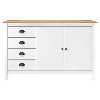 Sideboard Hill White 130x40x80 cm Solid Pine Wood