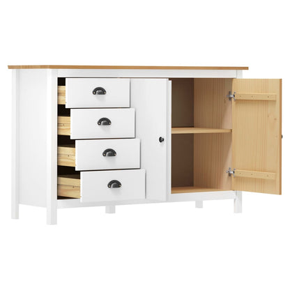 Sideboard Hill White 130x40x80 cm Solid Pine Wood