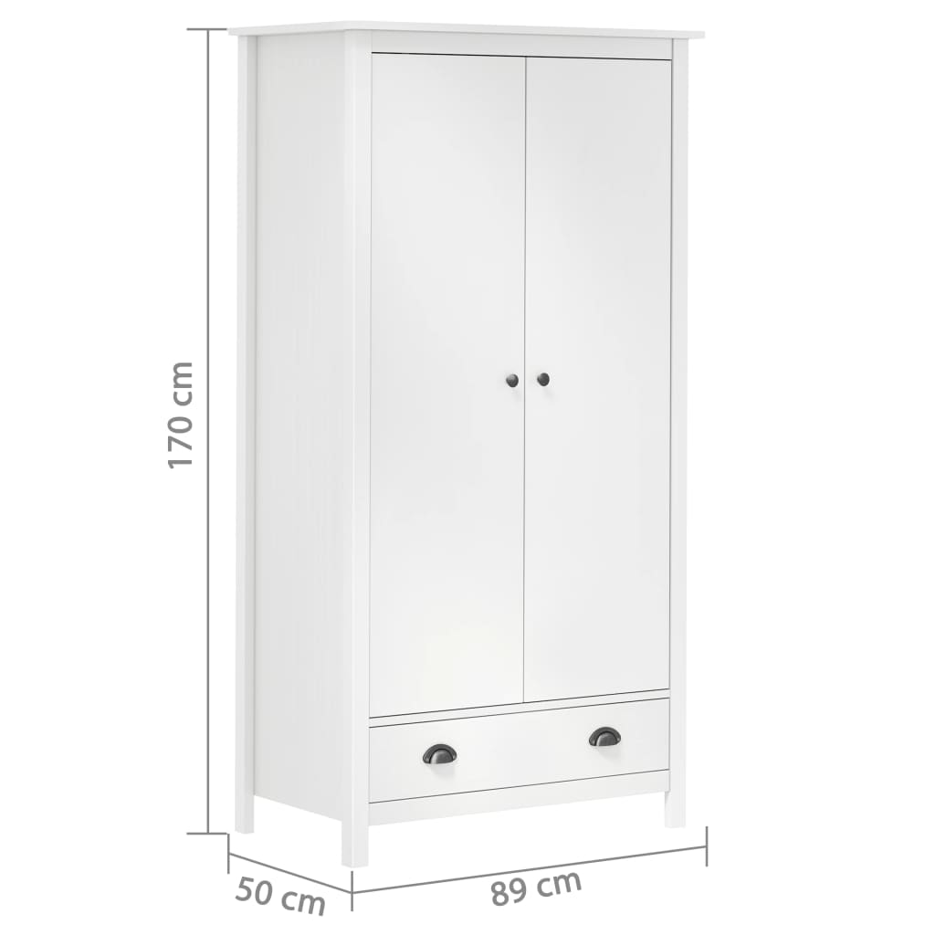 2-Door Wardrobe Hill White 89x50x170 cm Solid Pine Wood