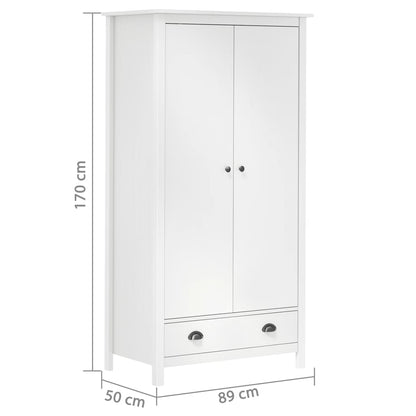 2-Door Wardrobe Hill White 89x50x170 cm Solid Pine Wood