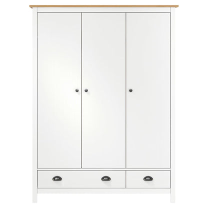 3-Door Wardrobe Hill White 127x50x170 cm Solid Pine Wood