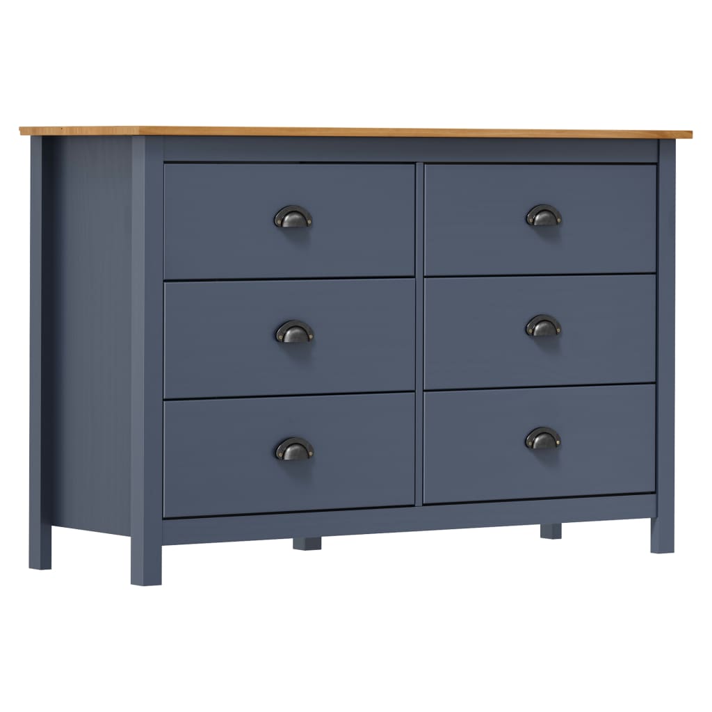 Sideboard Hill Grey 125x40x80 cm Solid Pine Wood