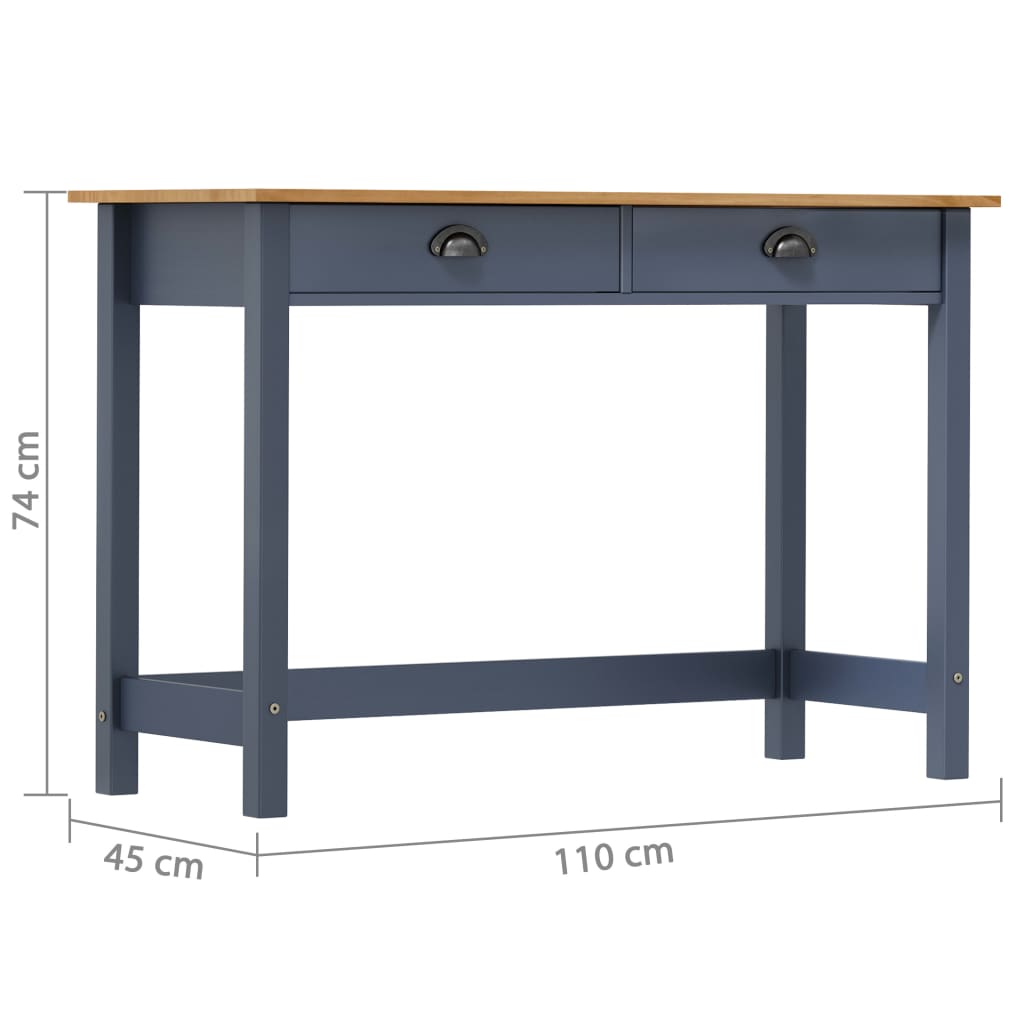 Console Table Hill with 2 Drawers Grey 110x45x74 cm Solid Pine Wood