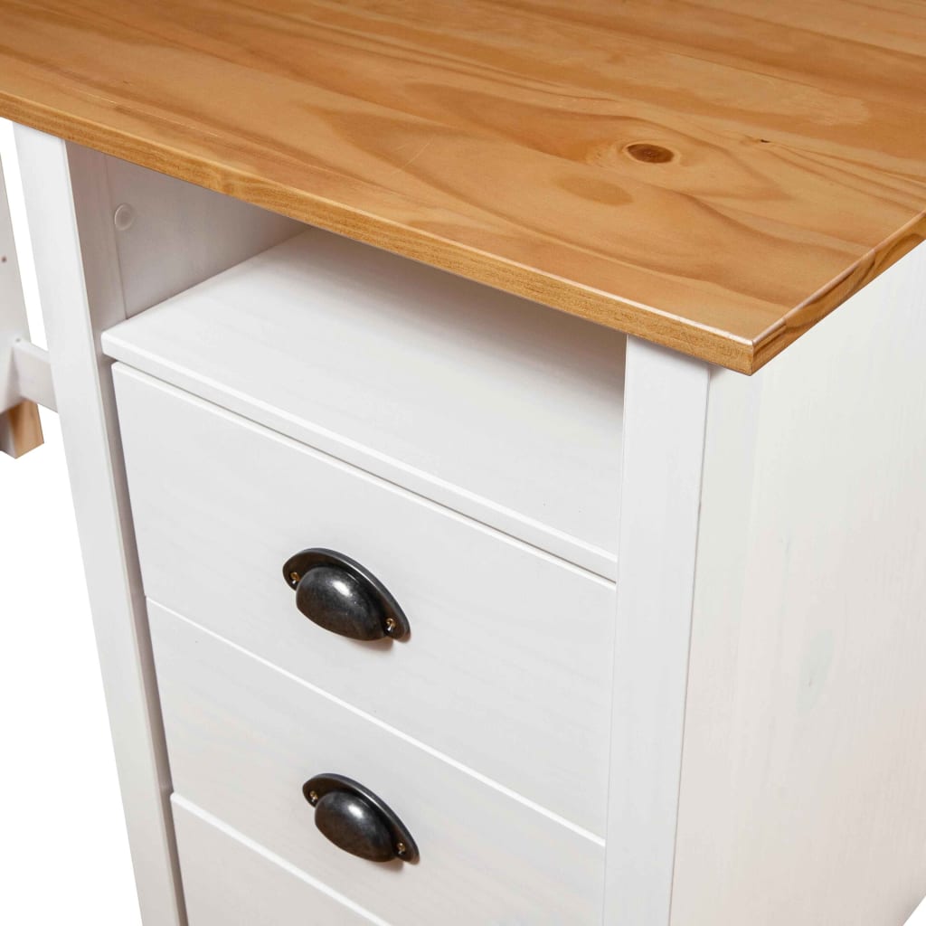 Desk Hill with 3 Drawers 120x50x74 cm Solid Pine Wood