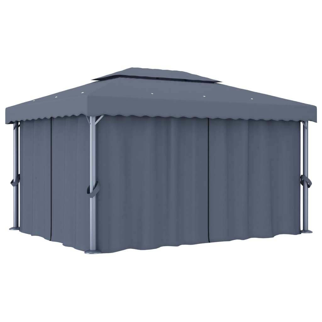 Gazebo with Curtain 4x3 m Anthracite Aluminium