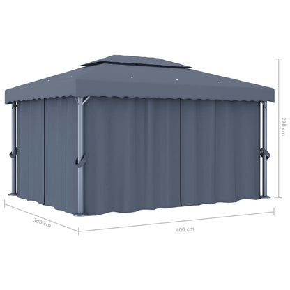 Gazebo with Curtain 4x3 m Anthracite Aluminium