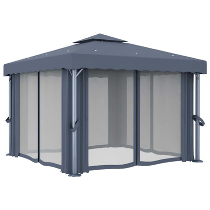 Gazebo with Curtain 3x3 m Anthracite Aluminium