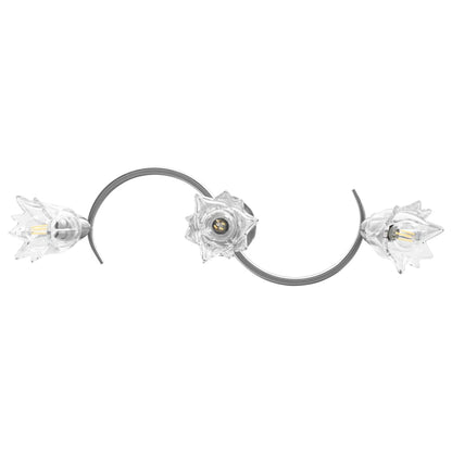 Ceiling Lamp with Transparent Glass Shades for 3 E14 Bulbs Tulip