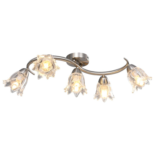 Ceiling Lamp with Transparent Glass Shades for 5 E14 Bulbs Tulip