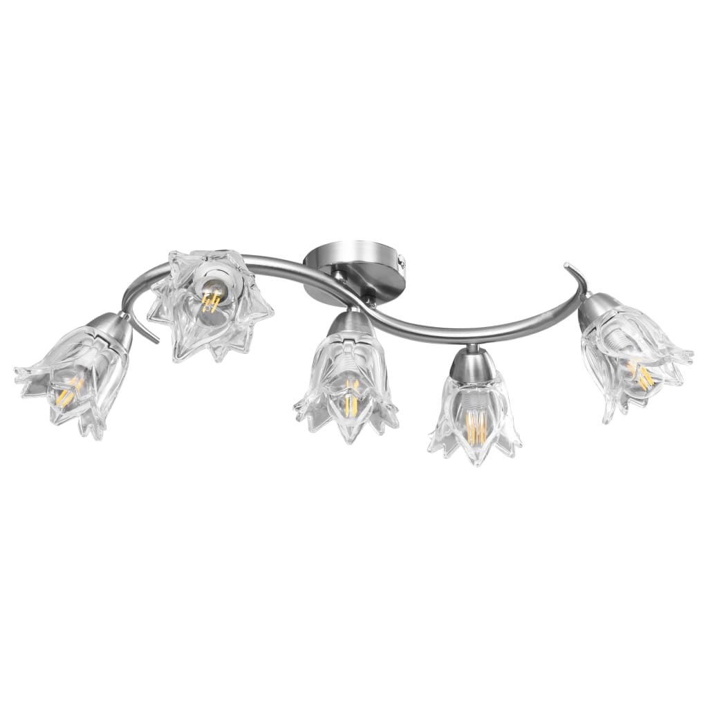 Ceiling Lamp with Transparent Glass Shades for 5 E14 Bulbs Tulip