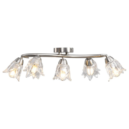 Ceiling Lamp with Transparent Glass Shades for 5 E14 Bulbs Tulip