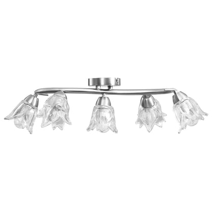 Ceiling Lamp with Transparent Glass Shades for 5 E14 Bulbs Tulip