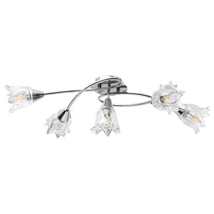 Ceiling Lamp with Transparent Glass Shades for 5 E14 Bulbs Tulip