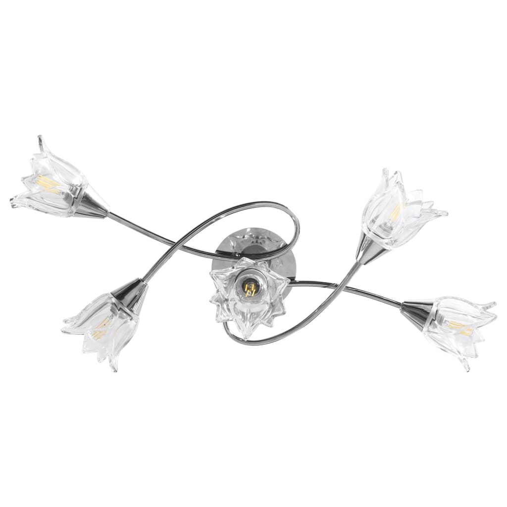 Ceiling Lamp with Transparent Glass Shades for 5 E14 Bulbs Tulip