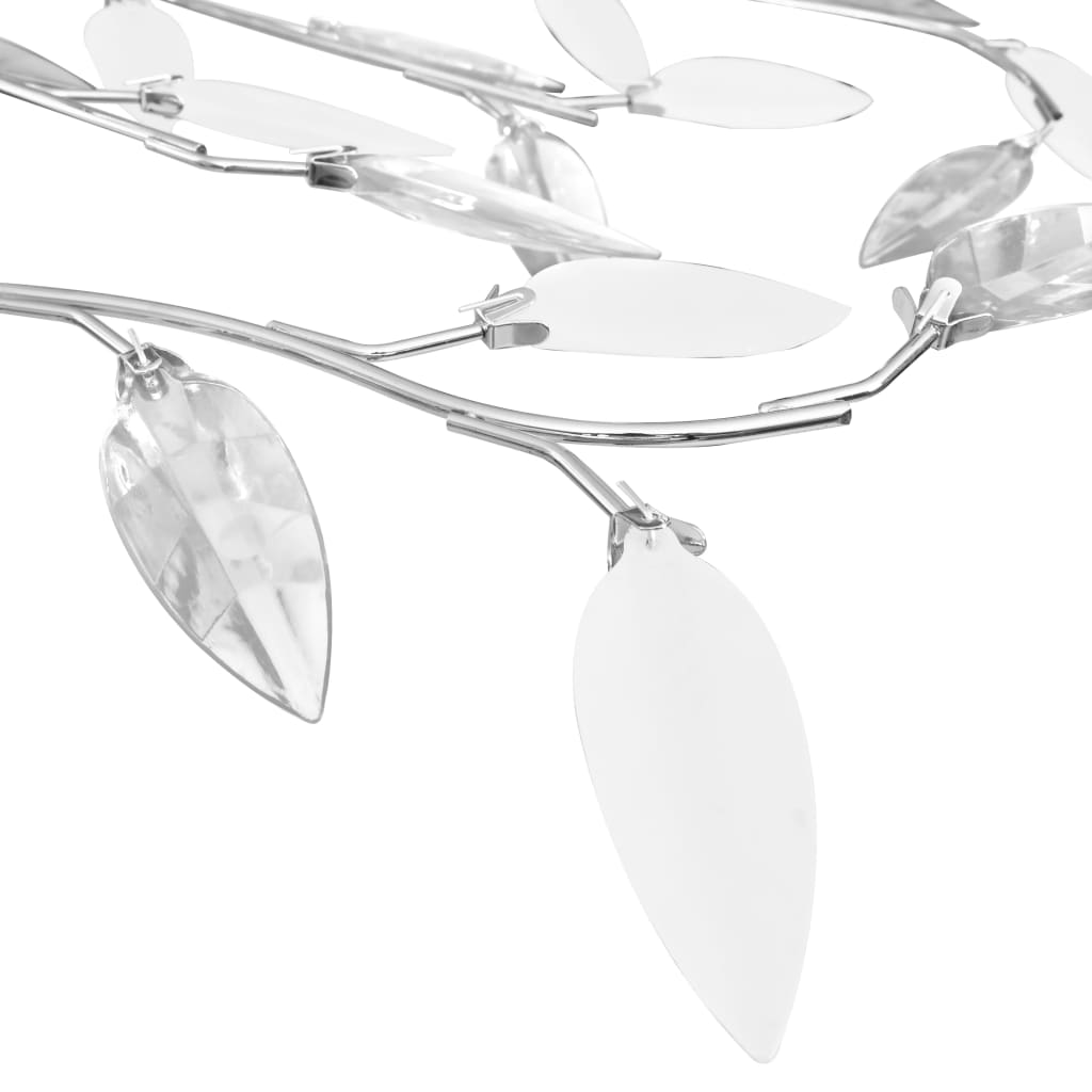 Ceiling Lamp with Acrylic Crystal Leaf Arms for 5 E14 Bulbs White