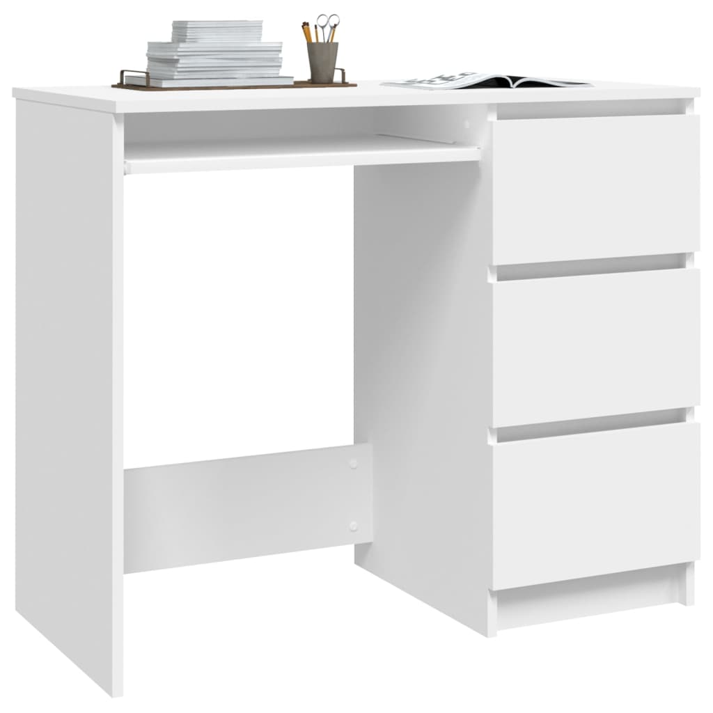 Desk White 90x45x76 cm Engineered Wood