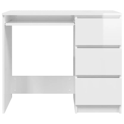 Desk High Gloss White 90x45x76 cm Engineered Wood