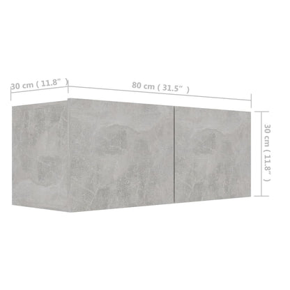 TV Cabinet Concrete Grey 80x30x30 cm Engineered Wood