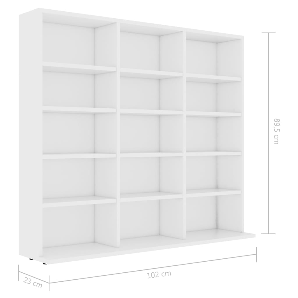CD Cabinet White 100x23x89.5 cm Engineered Wood