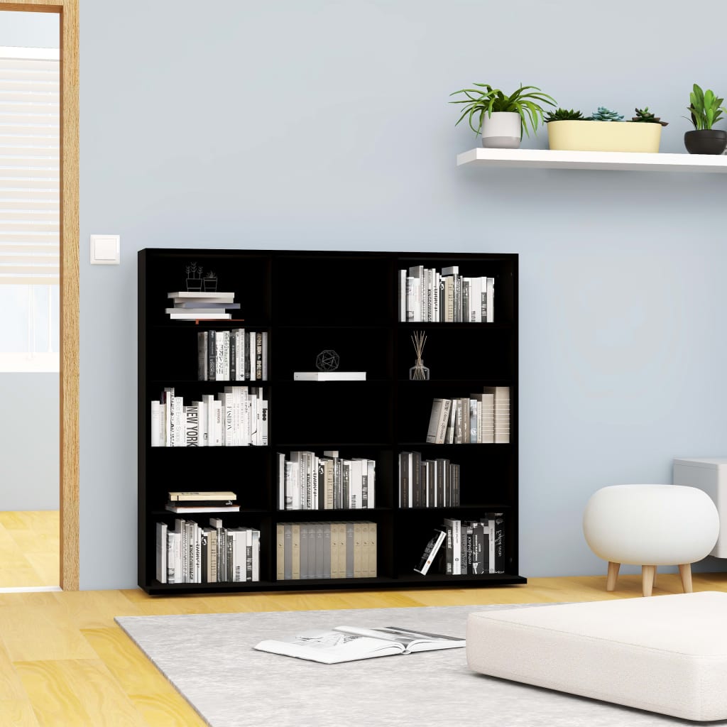 CD Cabinet Black 100x23x89.5 cm Engineered Wood