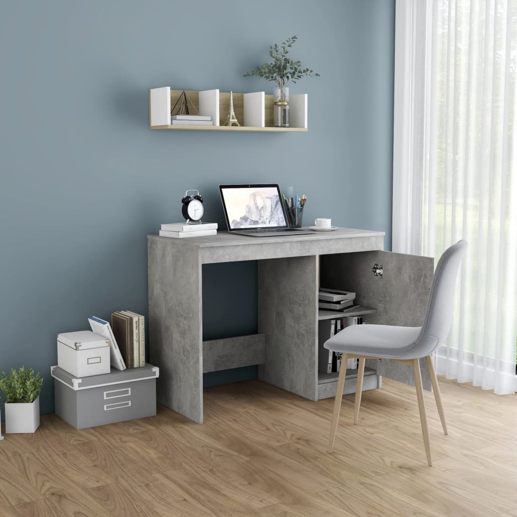 Desk Concrete Grey 100x50x76 cm Engineered Wood