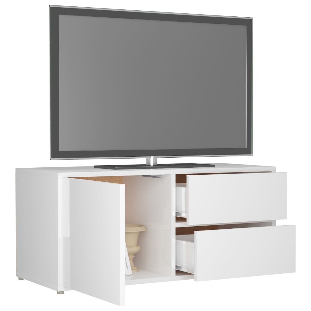 TV Cabinet High Gloss White 80x34x36 cm Engineered Wood