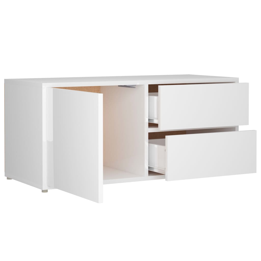 TV Cabinet High Gloss White 80x34x36 cm Engineered Wood