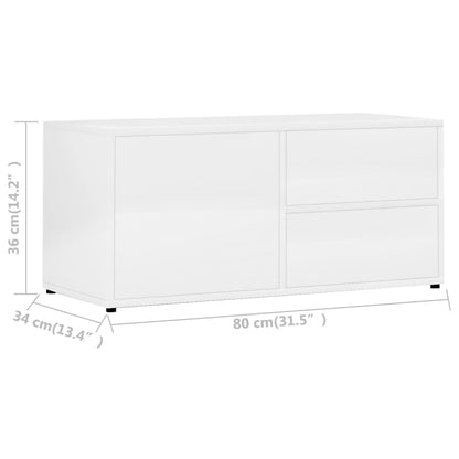 TV Cabinet High Gloss White 80x34x36 cm Engineered Wood