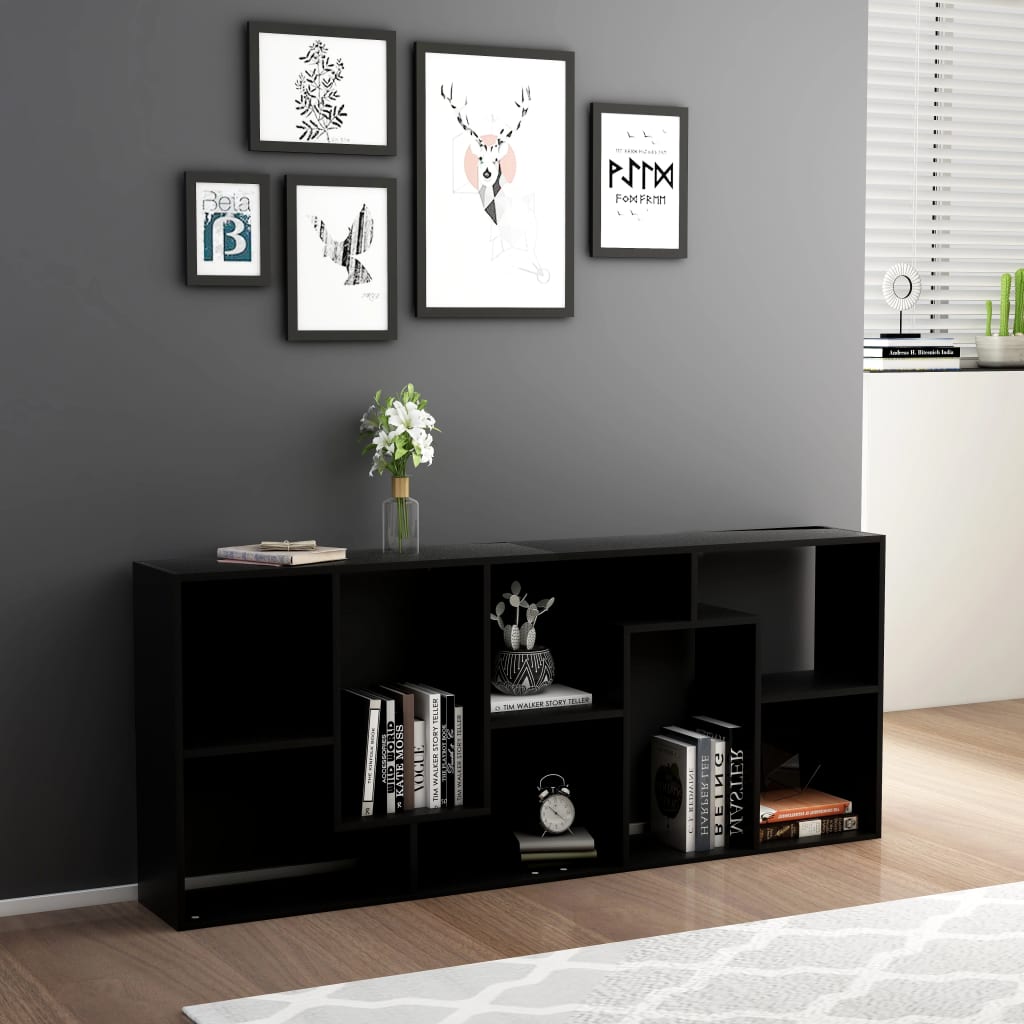 Book Cabinet Black 67x24x161 cm Engineered Wood