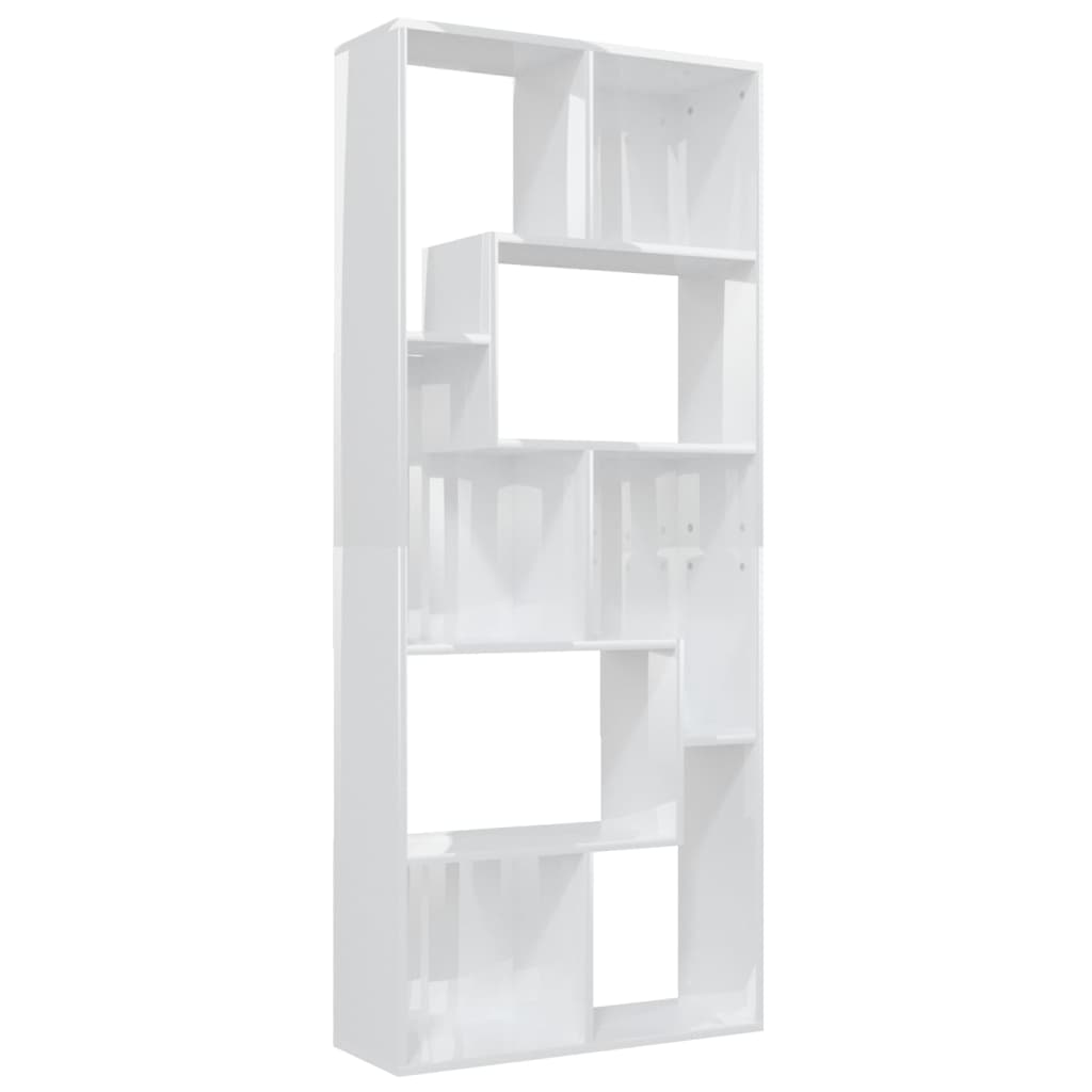 Book Cabinet High Gloss White 67x24x161 cm Engineered Wood