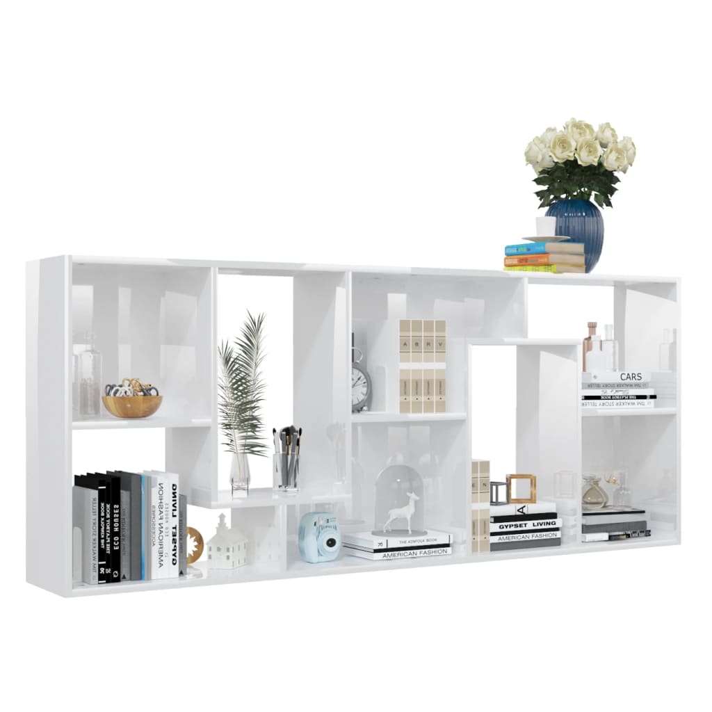 Book Cabinet High Gloss White 67x24x161 cm Engineered Wood