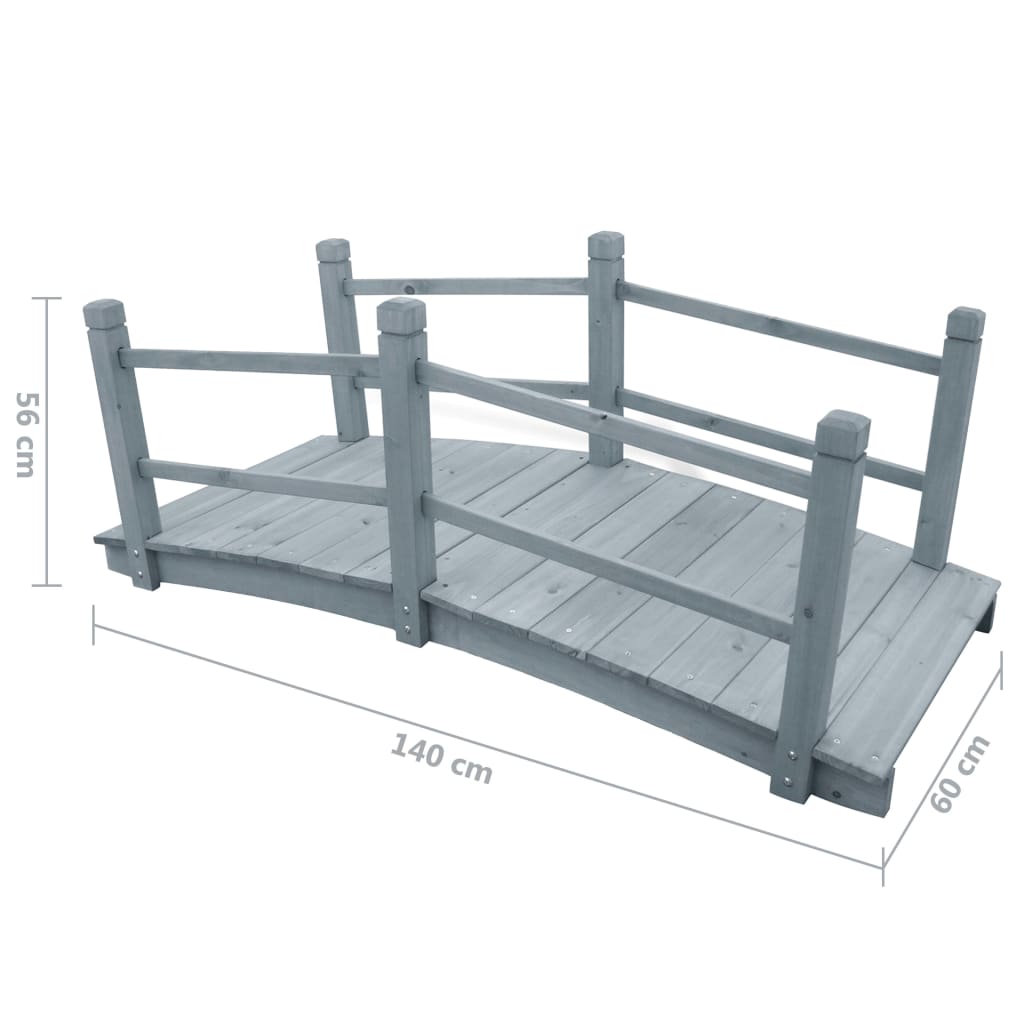 Garden Bridge Grey 140x60x56 cm Solid Firwood