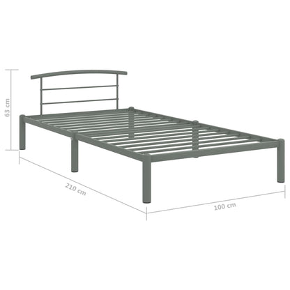 284662 vidaXL Bed Frame without Mattress Grey Metal 90x200 cm
