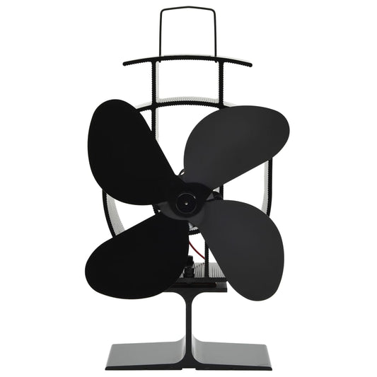 Heat Powered Stove Fan 4 Blades Black