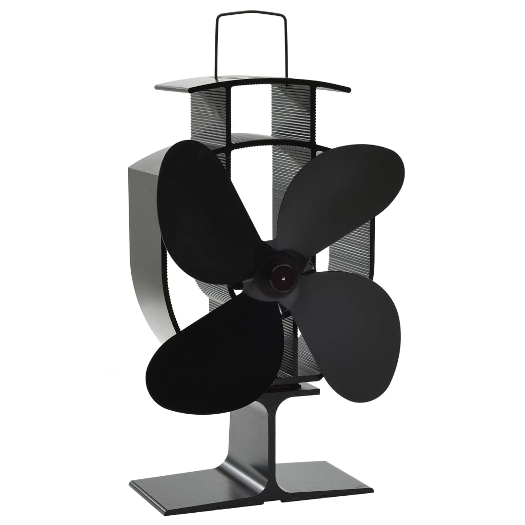 Heat Powered Stove Fan 4 Blades Black