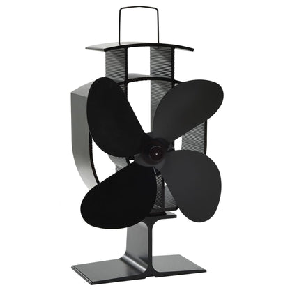 Heat Powered Stove Fan 4 Blades Black