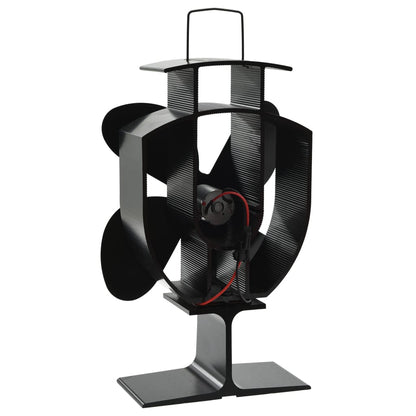Heat Powered Stove Fan 4 Blades Black