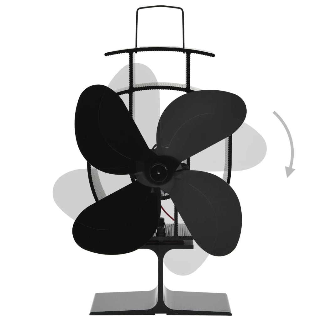 Heat Powered Stove Fan 4 Blades Black