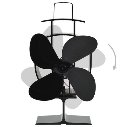Heat Powered Stove Fan 4 Blades Black
