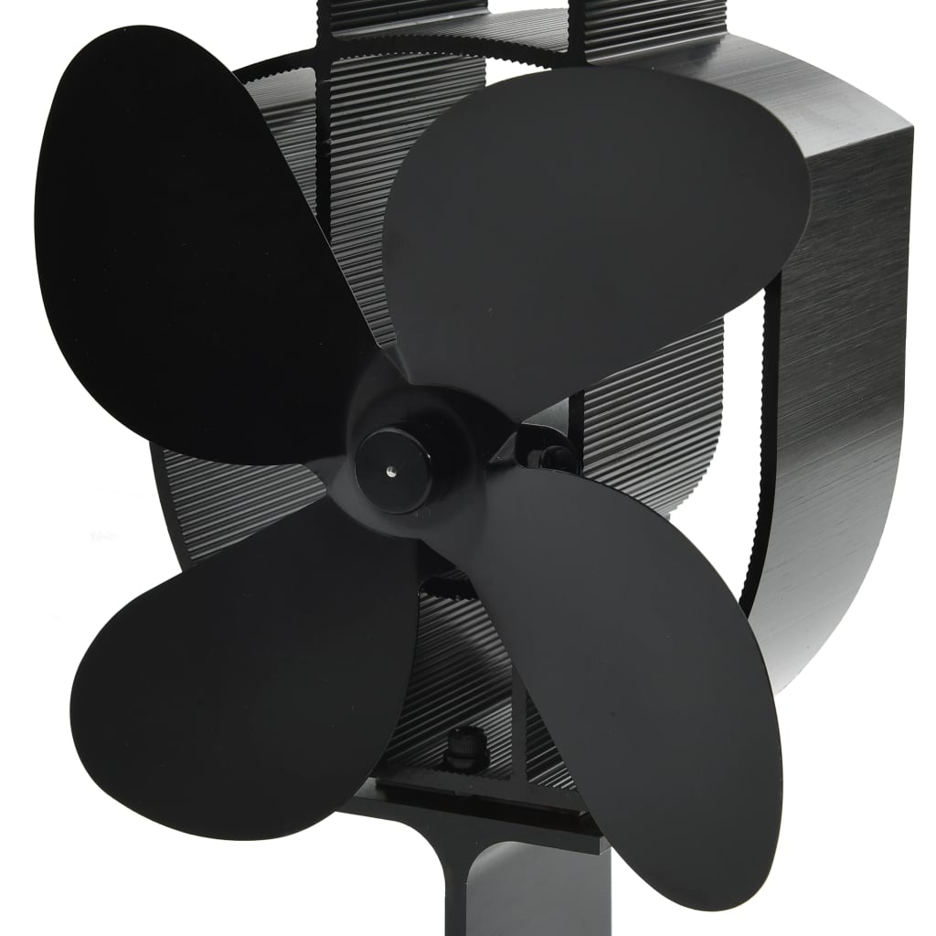 Heat Powered Stove Fan 4 Blades Black