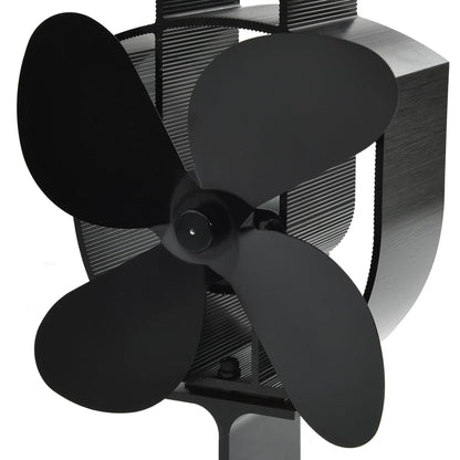 Heat Powered Stove Fan 4 Blades Black
